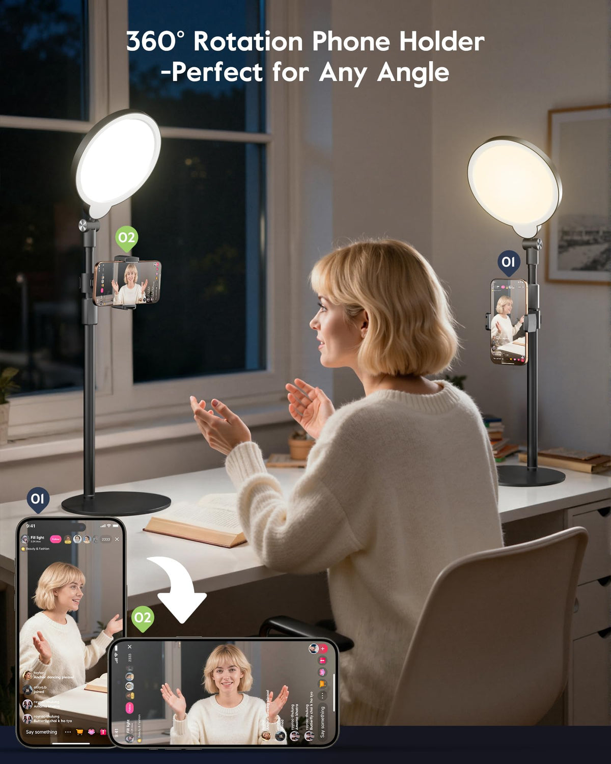 Desk Ring Light with Stand for Computer 30 Modes Video - Yarrashop Official Imagery - 8