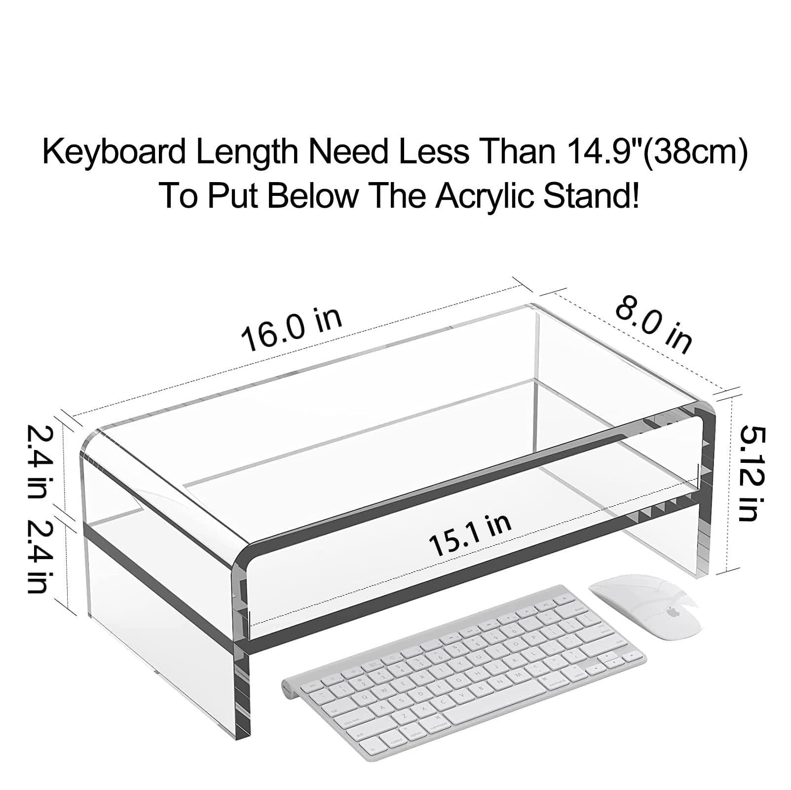 Egchi Clear Acrylic Monitor Stand Riser 2 Tier, 5.12 Inches High Clear Computer Desk Organizer Shelf for Multi Media PC Storage Laptop