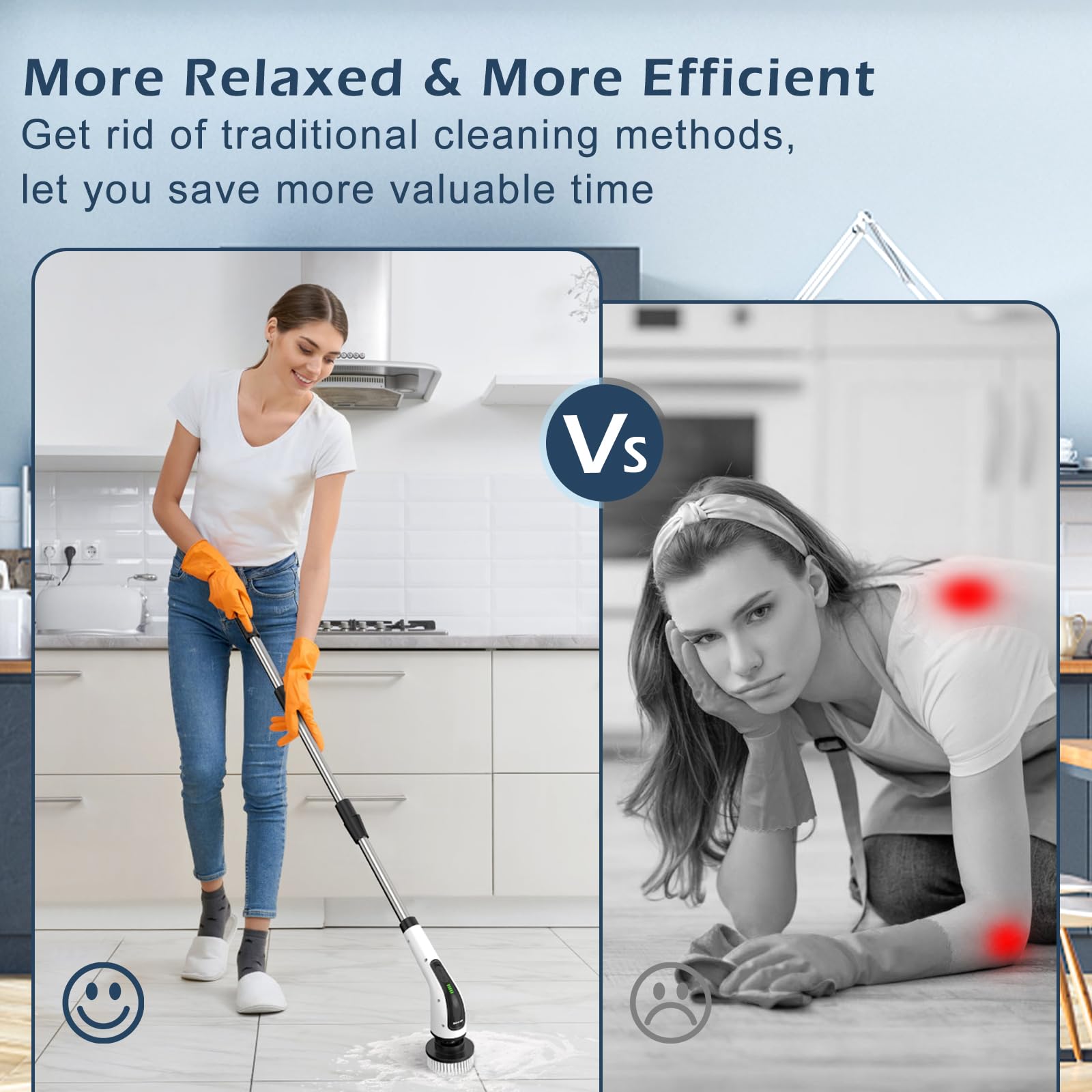 Bomves Electric Spin Scrubber, Power Shower Cleaning Brush with L - Bomves Official Product View 4
