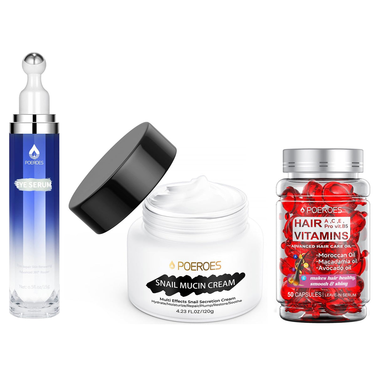 POEROES Ultimate Beauty Set Caffeine Eye Serum Hair Vitamins - POEROES Official Imagery - 2