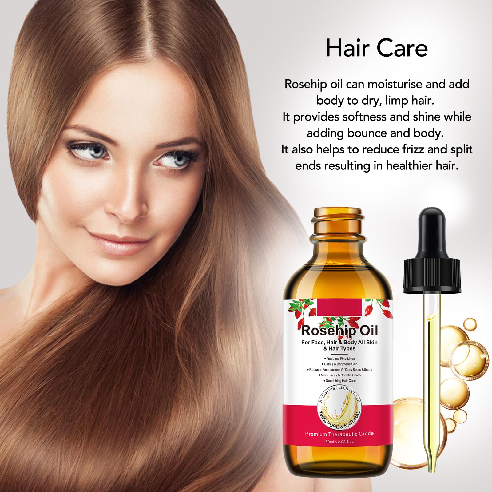 Onznoz Rosehip Oil for Face, Rose Hip Oil Organic Rosehip Seed Oil 100% Pure - Onznoz Official Product View 3