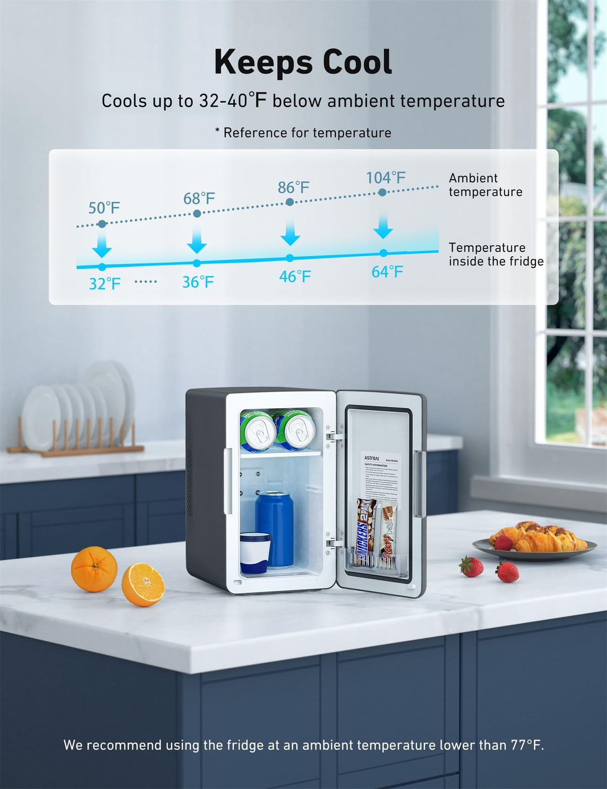AstroAI 2 0 Gen 6L 8 Cans Mini Fridge Cooler Warmer 110V AC - AstroAI Official Imagery - 3