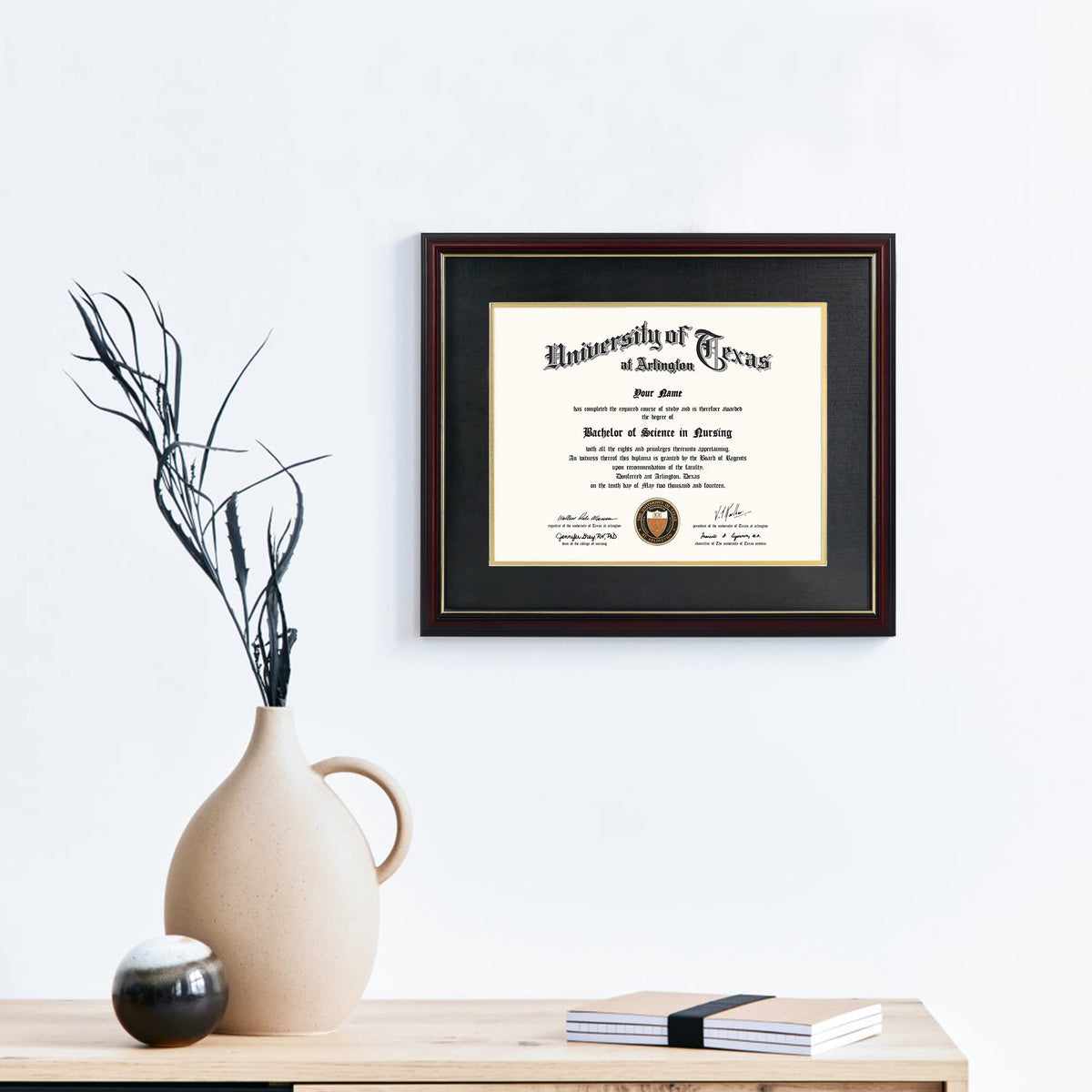 GraduationMall 11x14 Diploma Frame with Black over Gold Mat - GraduationMall Official Imagery - 3