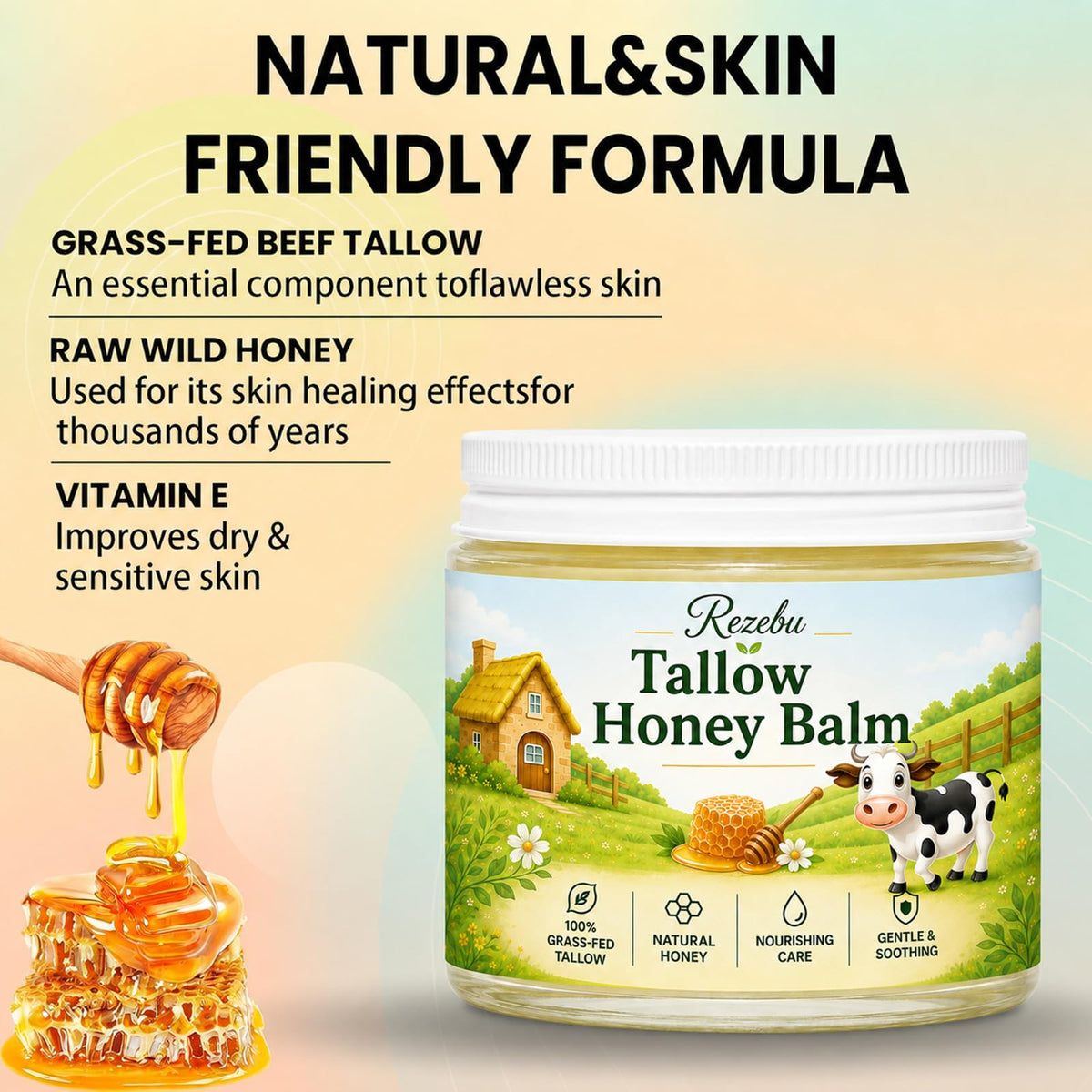 Tallow and Honey Balm Beef Tallow for Skin Tallow Face - Rezebu Official Imagery - 4