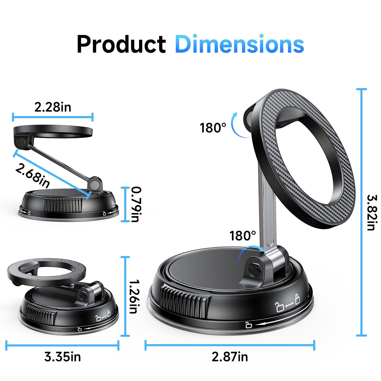 ANDERY Car Phone Holder for Magsafe   360° Adjustable Car Phone M by ANDERY - Angle View 8