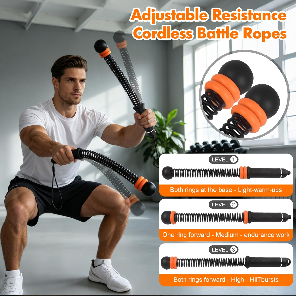 Adjustable Weighted Cordless Battle Ropes for Home Gym HIIT - STARIFC Official Imagery - 3