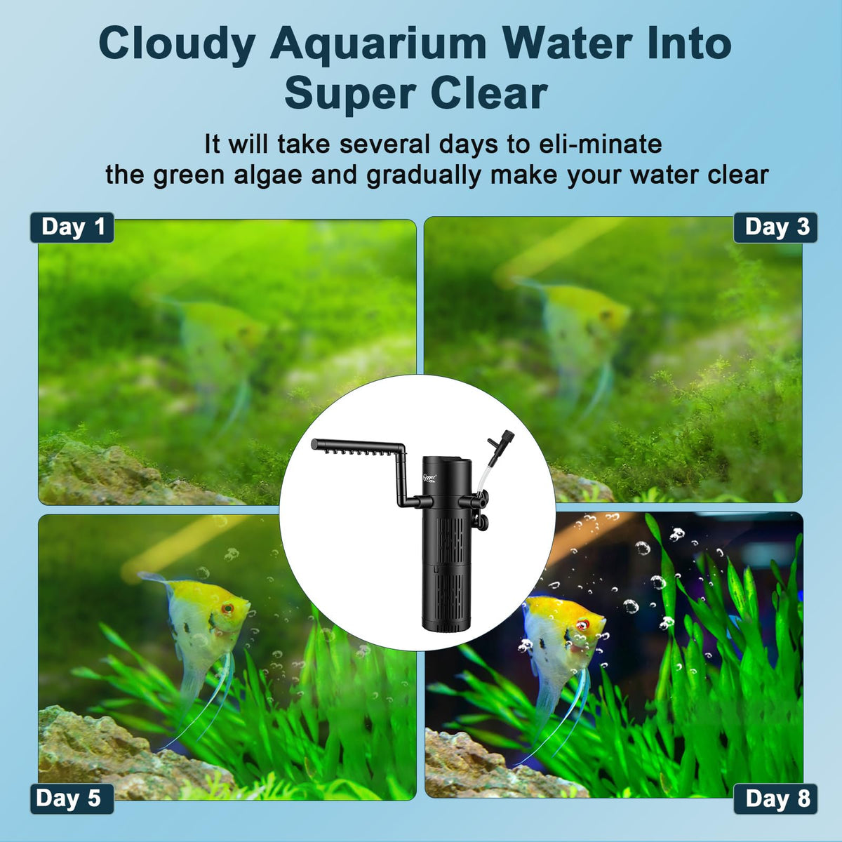 hygger 8W Aquarium U V Internal Filter with Timer for 10 20 - hygger Official Imagery - 6