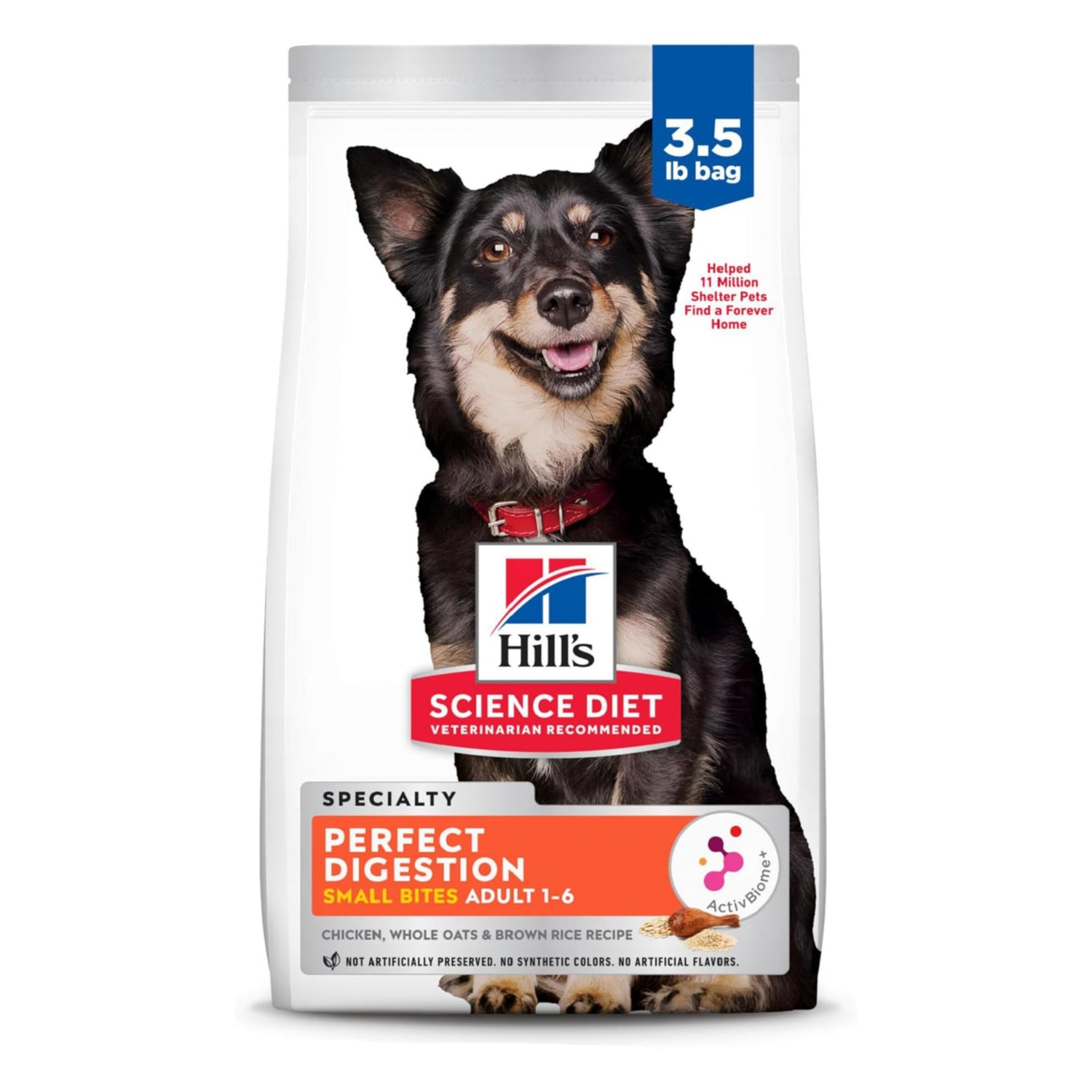 Elefair Hill's Science Diet Perfect Digestion adult small kibble bag for digestive support, 3.5 lb size, featuring nutritious pet food pellets