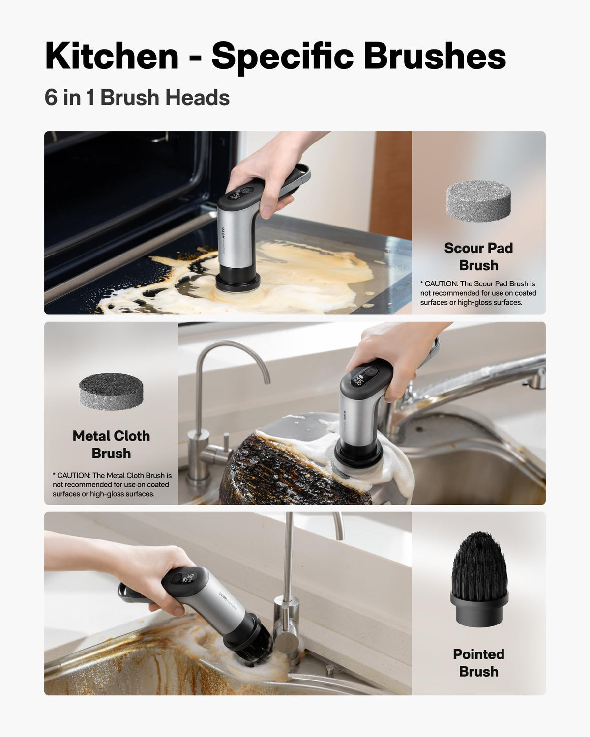 HOTO Grip Cordless Electric Spin Scrubber IPX7 Waterproof 6 - HOTO Official Imagery - 5