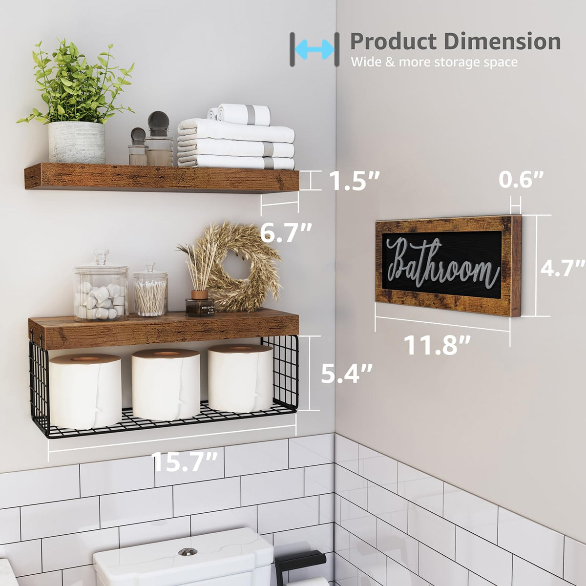 QEEIG Bathroom Shelves with Decor Sign - QEEIG Official Imagery - 4