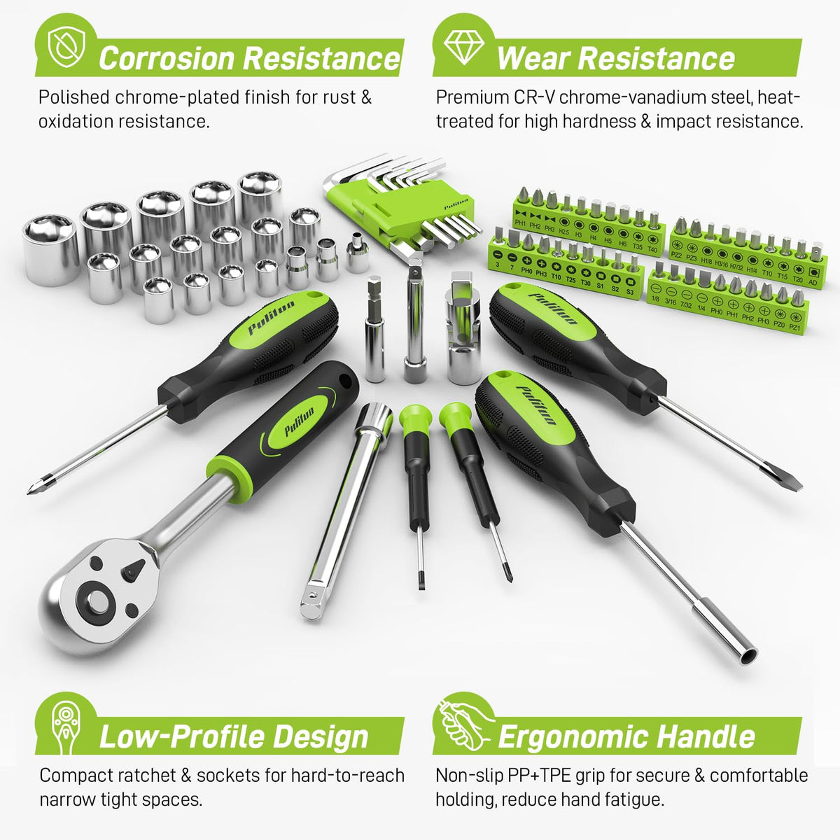 PULITUO 378 Piece Home Repair Tool Kit Drawer Portable Tool - PULITUO Official Imagery - 6