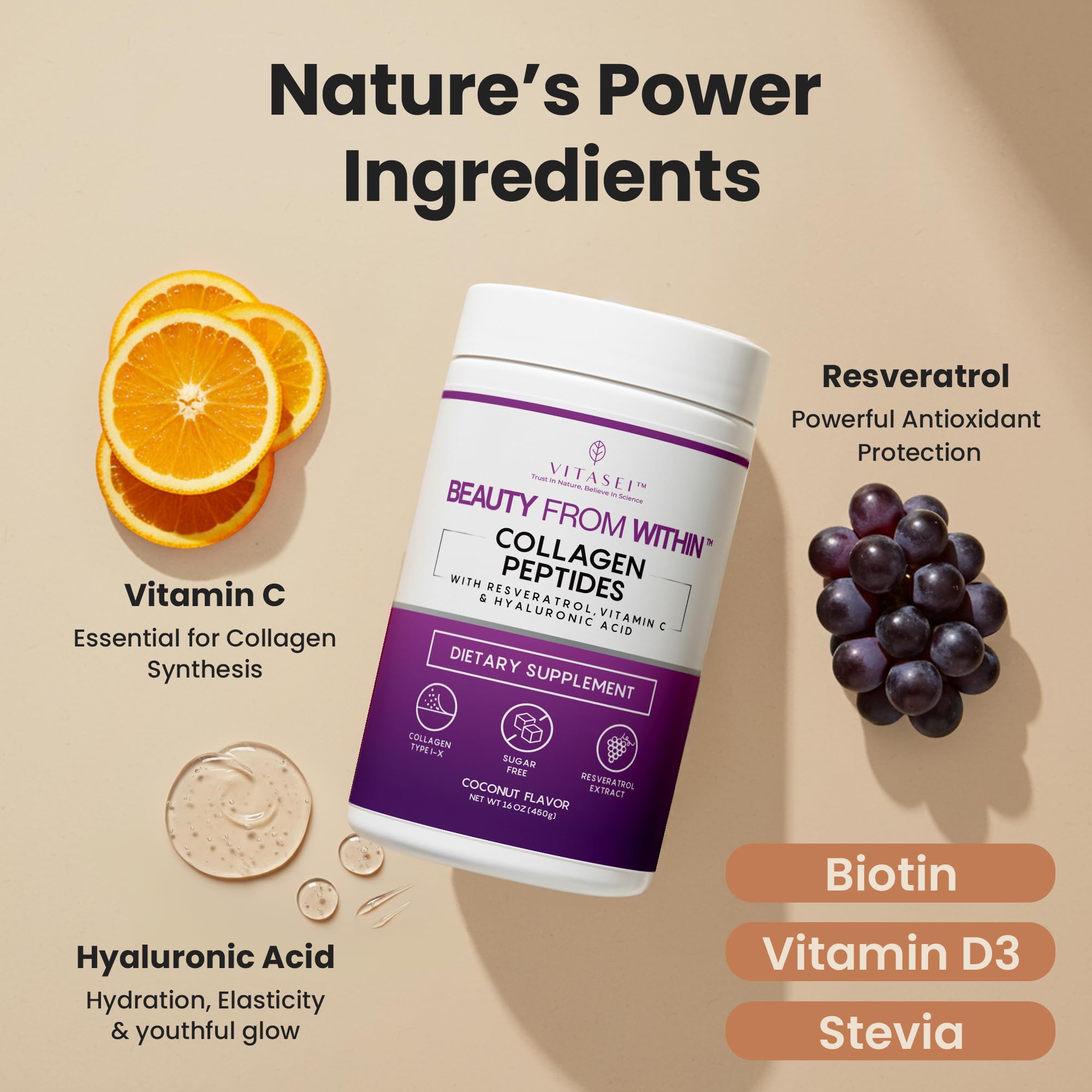 VITASEI Hydrolyzed Collagen Peptide Powder Drink Coconut - VITASEI Official Imagery - 5