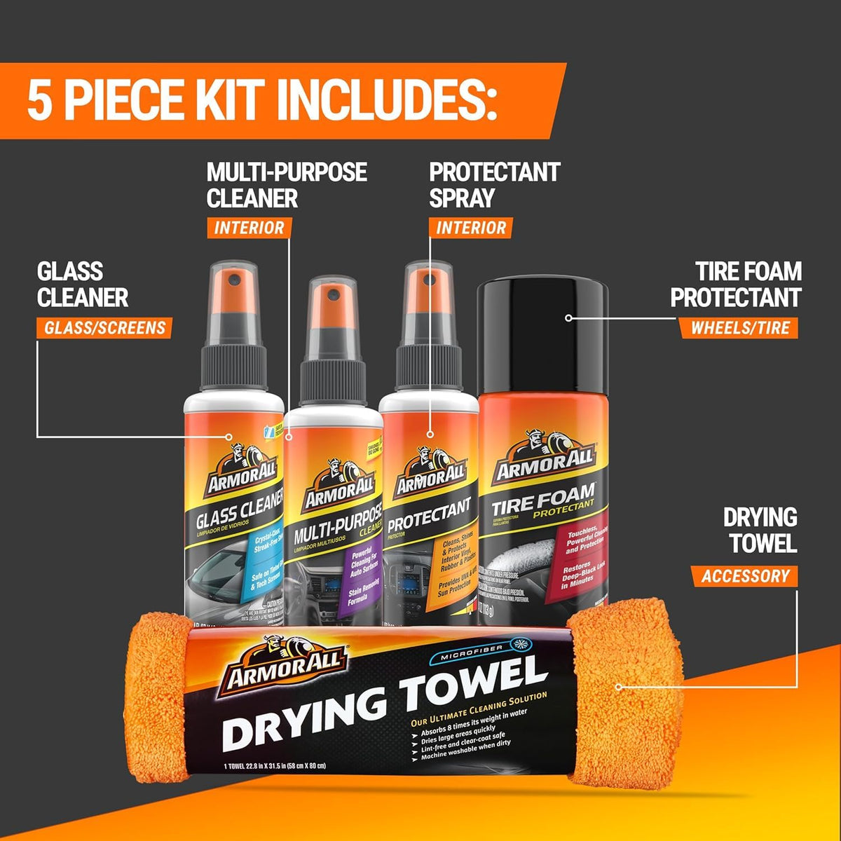 Armor All Car Cleaning Kit Interior and Exterior 5 Piece Kit - Armor All Official Imagery - 3