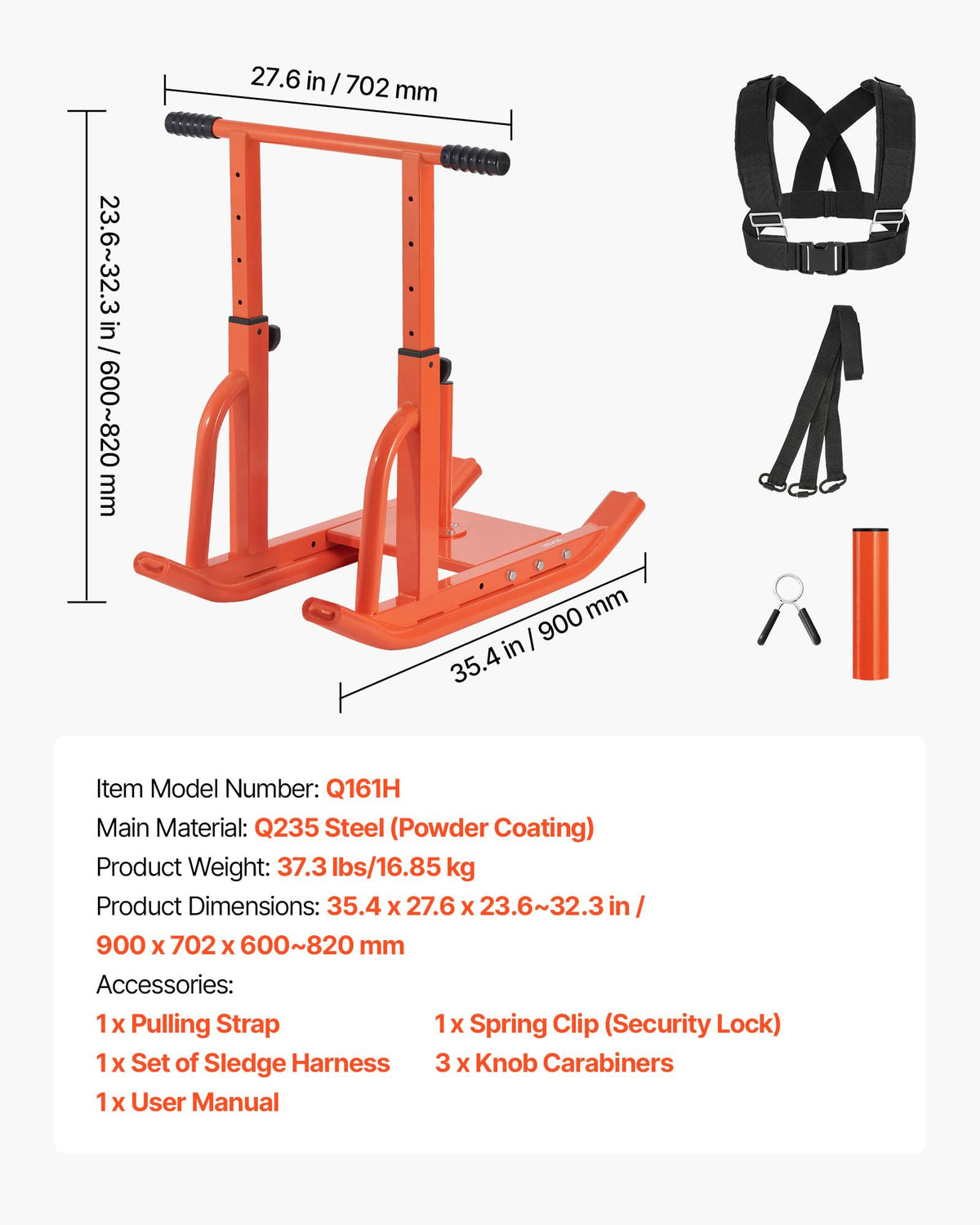 VEVOR Weight Sled Workout Sled for Push Pull Running - VEVOR Official Imagery - 8