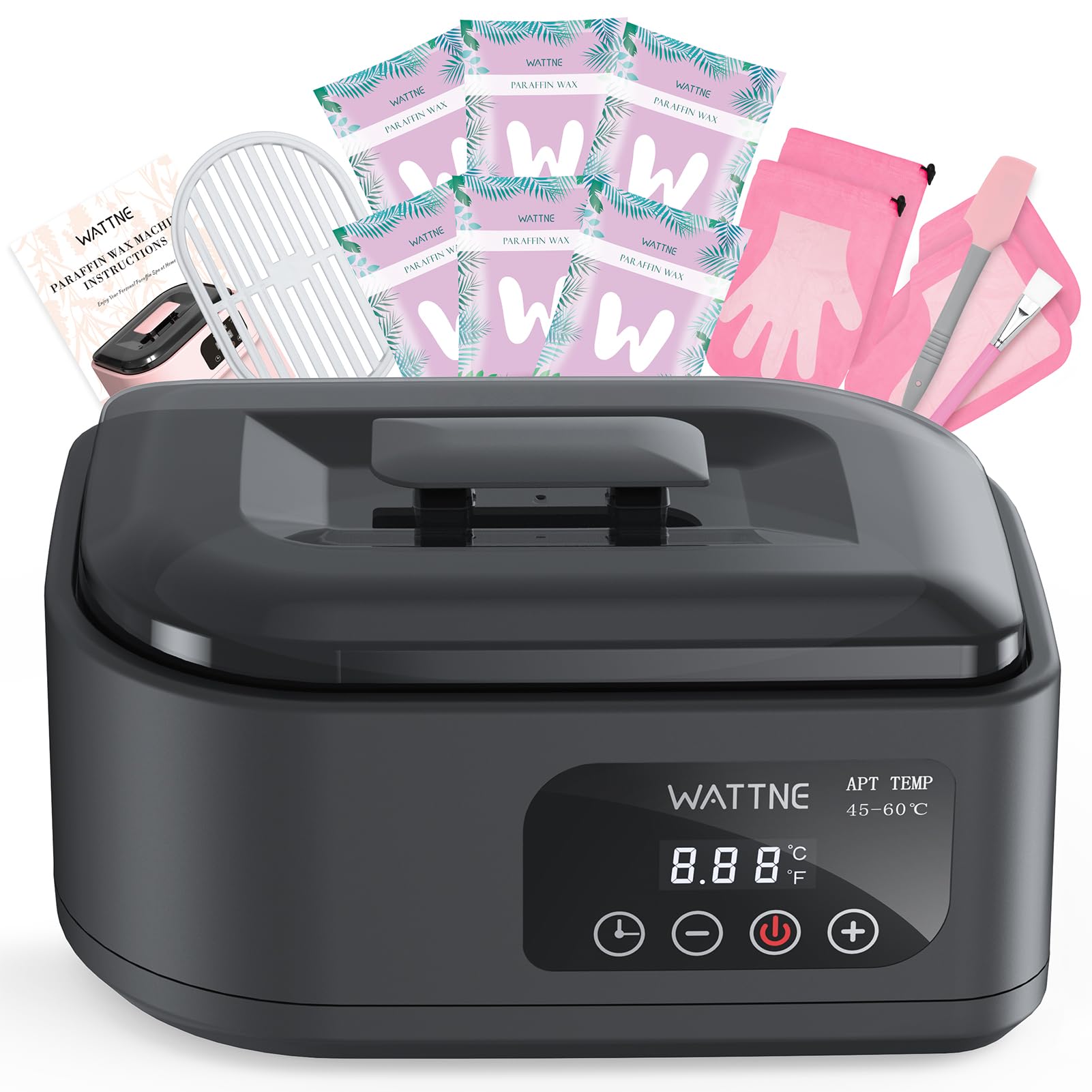 Wattne Paraffin Wax Machine for Hands and Feet, 3500ml Paraffin Wax Warmer with Timer & Keep Warm, Paraffin Wax Bath Moisturizing Kit for Arthritis, Dry Skin Care, Home Spa-Black