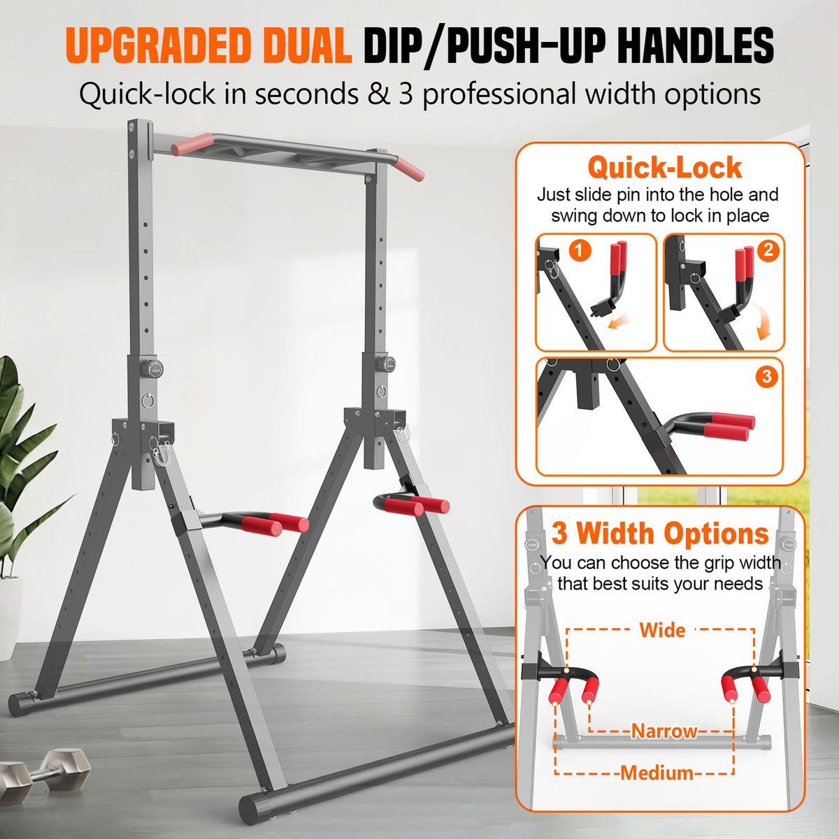 Foldable Power Tower Dip Station for Pull Ups Dips Push Ups - SERTT Official Imagery - 5