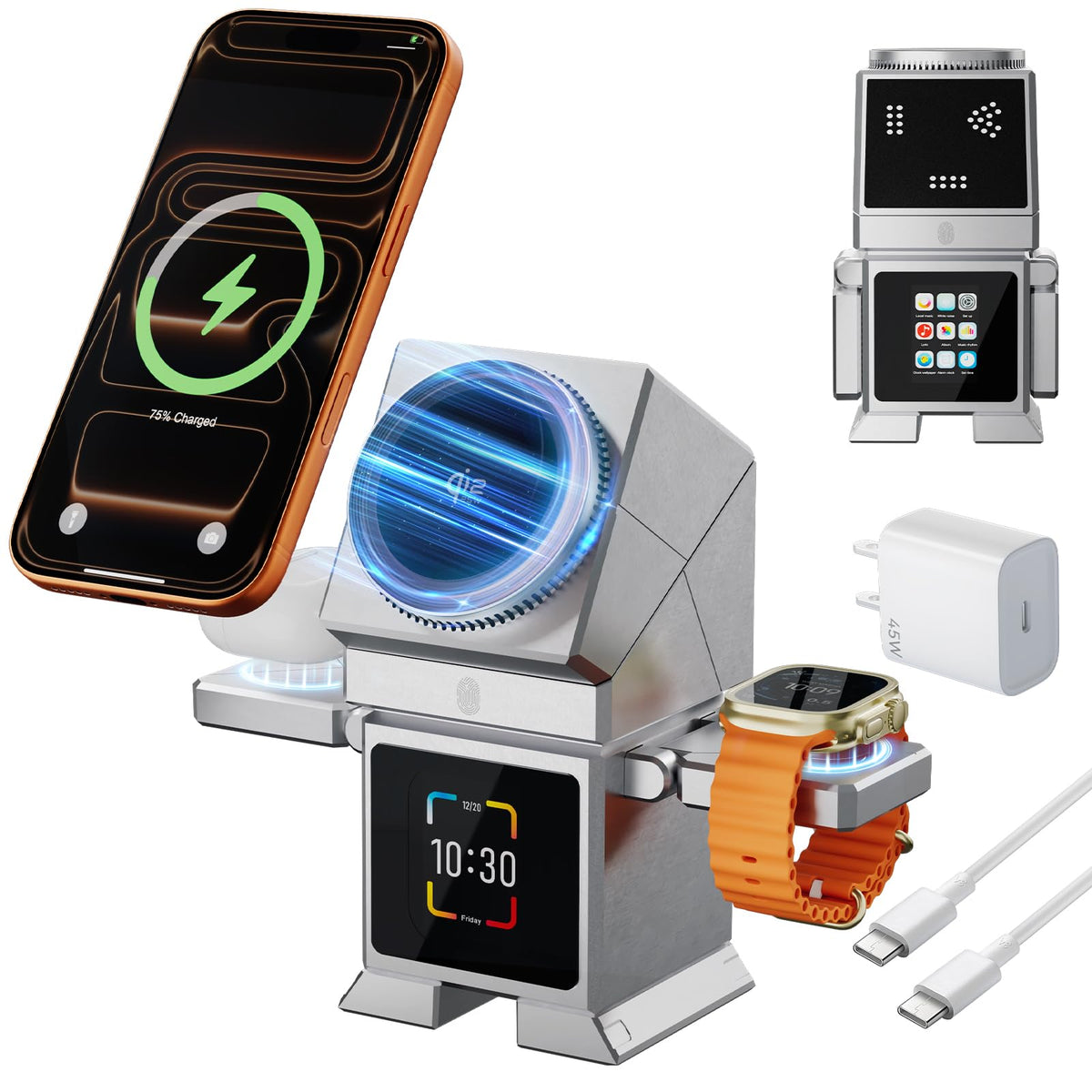 Robot 7 in 1 Qi2 2 25W Wireless Charging Station with - OxyGear Official Imagery - 2