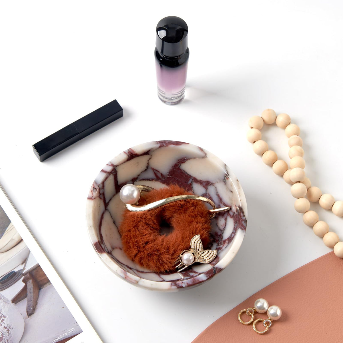 Luxury Natural Marble Catchall Bowl Jewelry Dish Trinket - Metolira Official Imagery - 3
