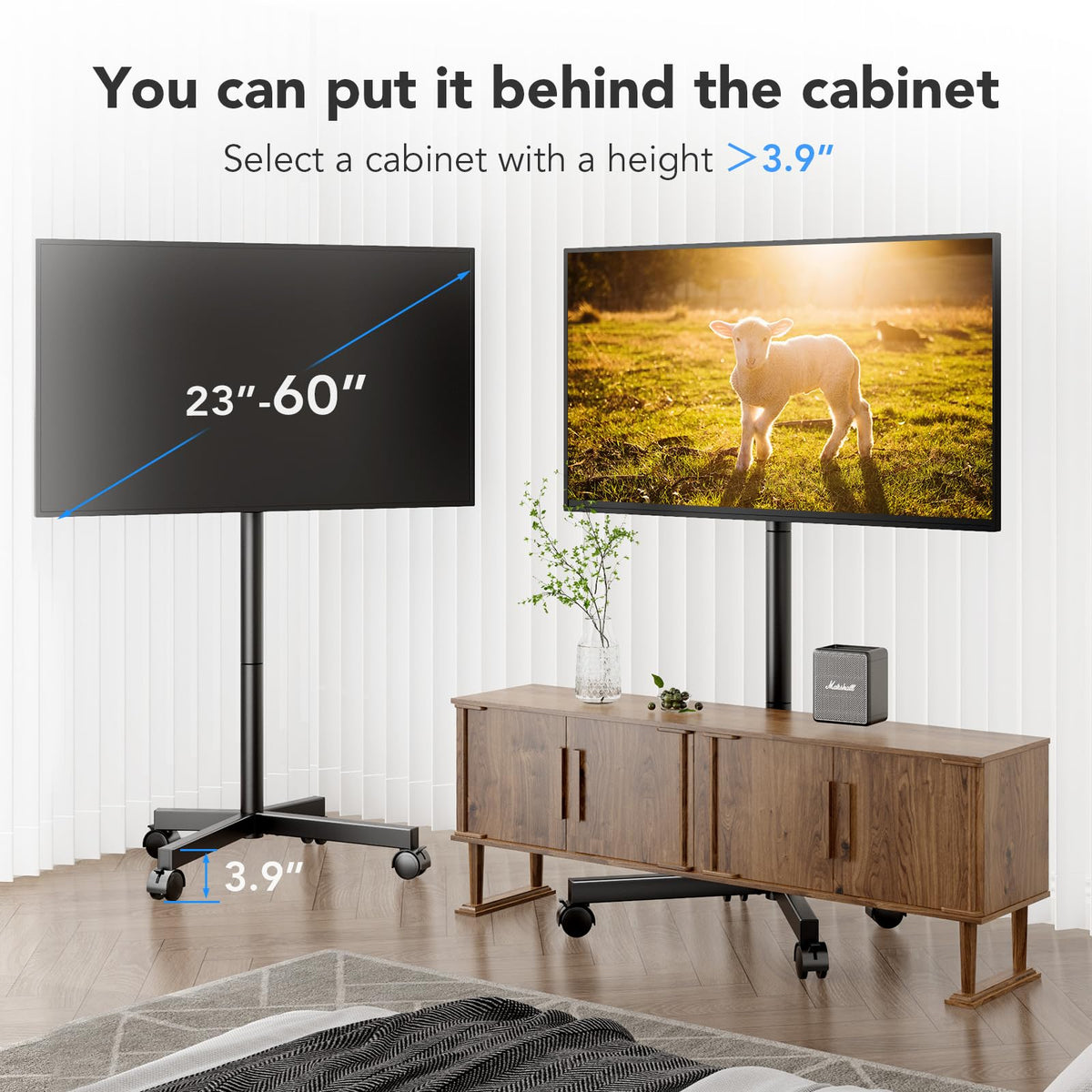 Mobile TV Cart Stand with Wheels for 23 60 tvs Height - AX WABER Official Imagery - 8