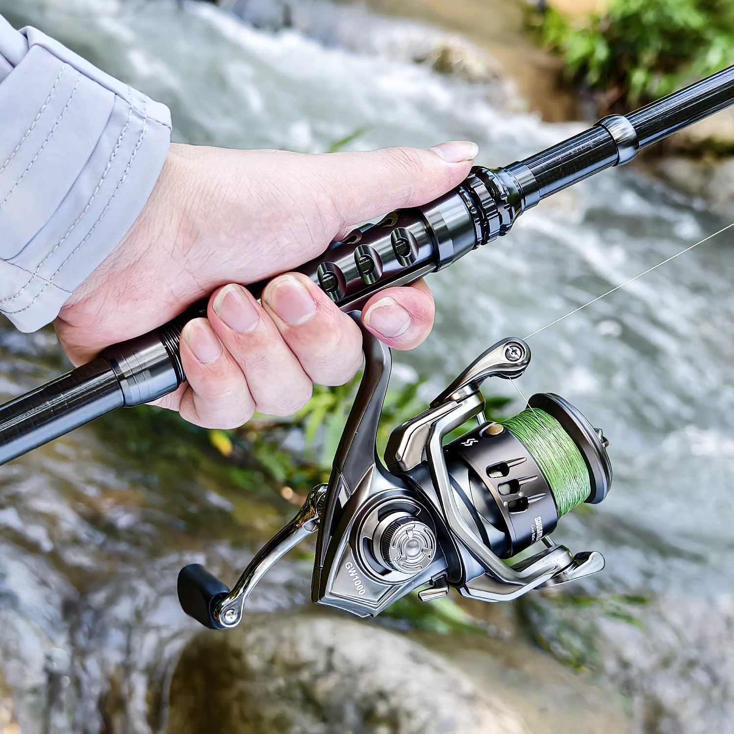 Sougayilang 5.9ft telescopic fishing rod and reel combo with carbon fiber construction, ideal for versatile freshwater or saltwater fishing.