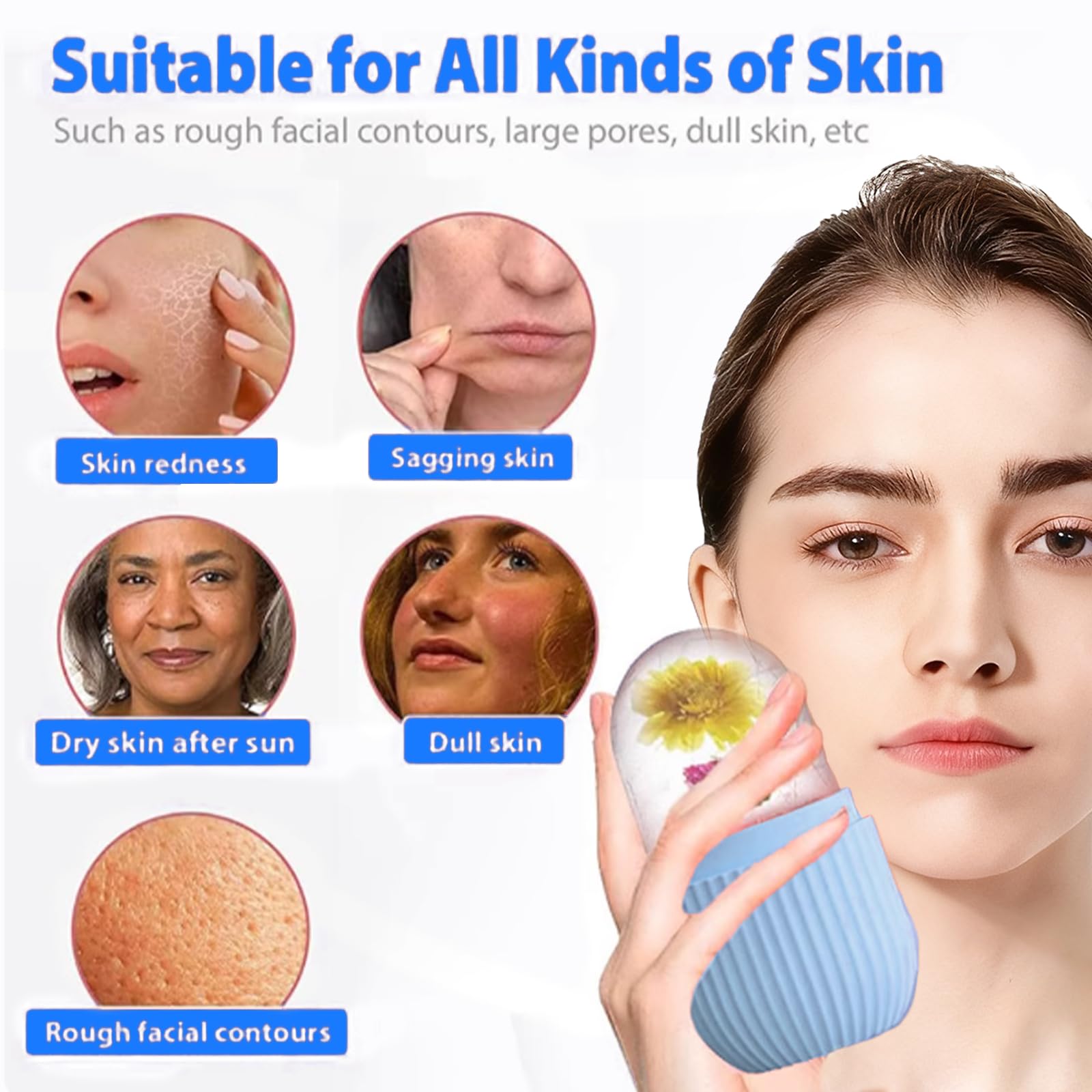 WBHLMZIR 3-pack ice rollers for face, used to de-puff and soothe skin, shown with smooth, rounded roller heads on a light background.