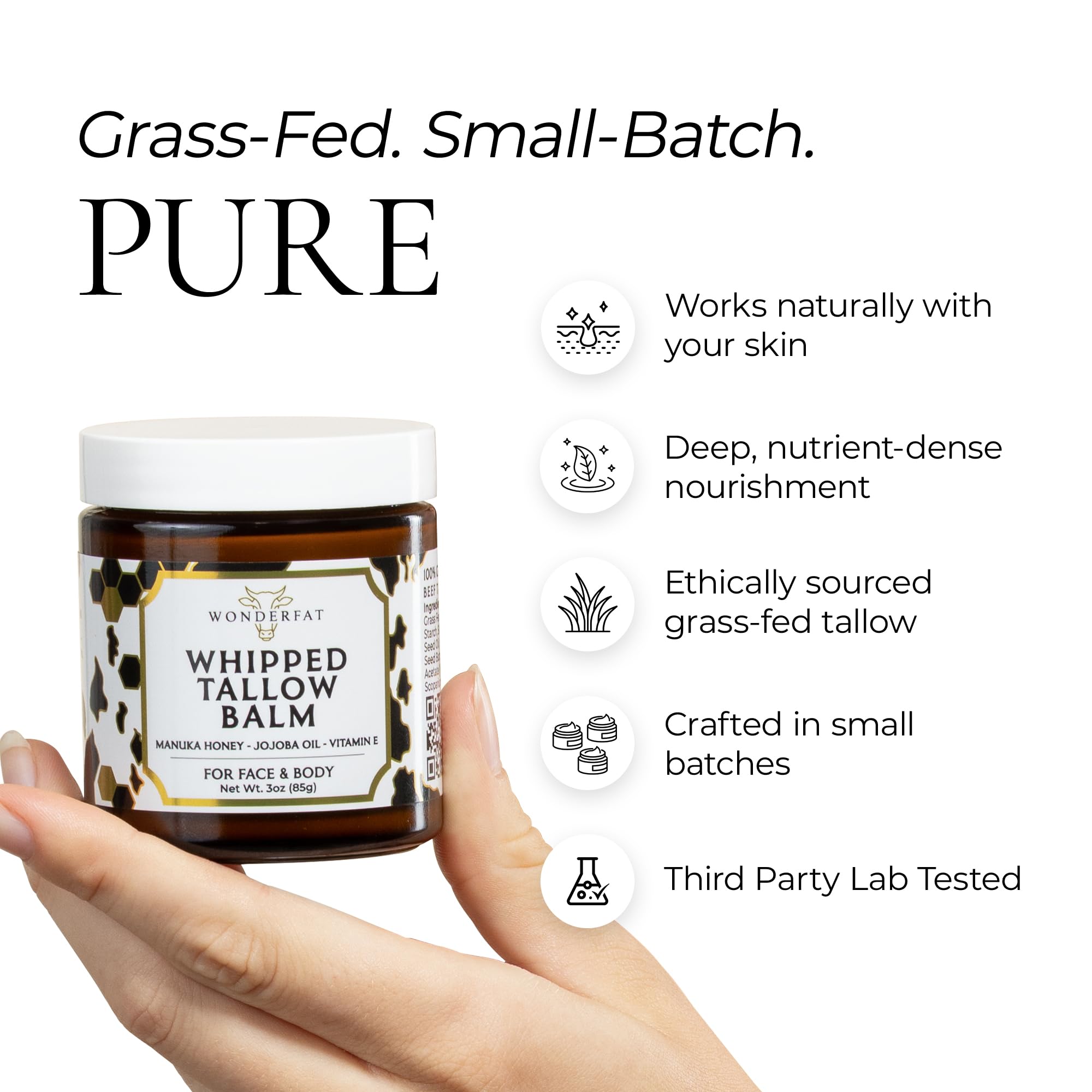 Wonderfat Fragrance Free Whipped Tallow Balm – Beef Tallow Face Cream - View 7