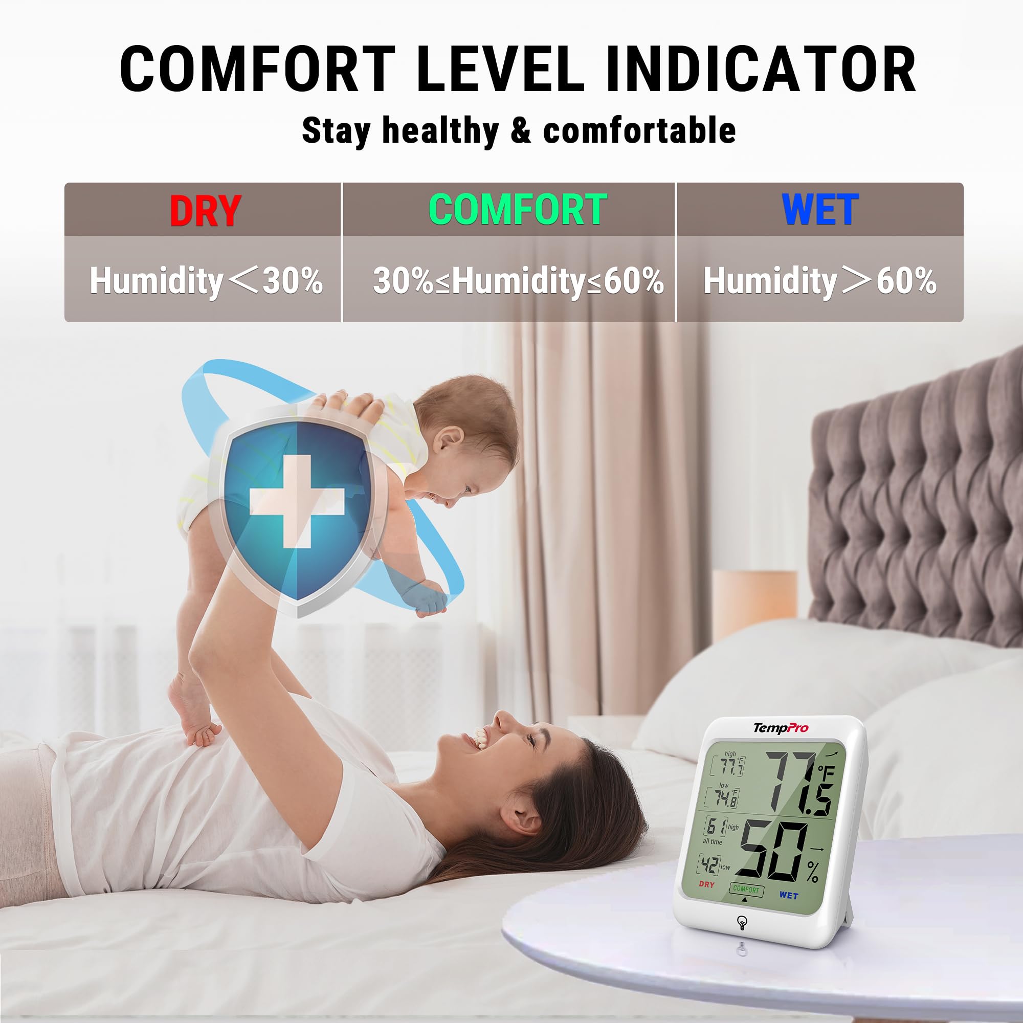 TempPro TempAir Digital Hygrometer Indoor Thermometer for Home - View 3