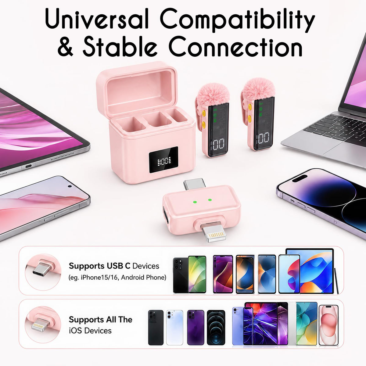 2 Mini Wireless Microphones for iPhone Android AI Noise - SHUMAVA Official Imagery - 5