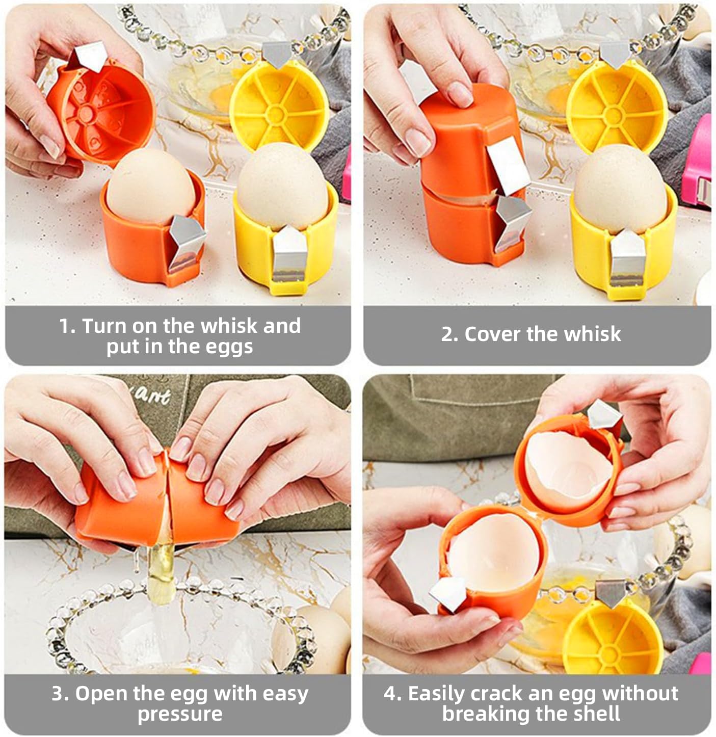 3Pcs Egg Shell Opener, 2026 New Egg Cracker Tool for Raw Eggs, Ha by Generic - Angle View 4