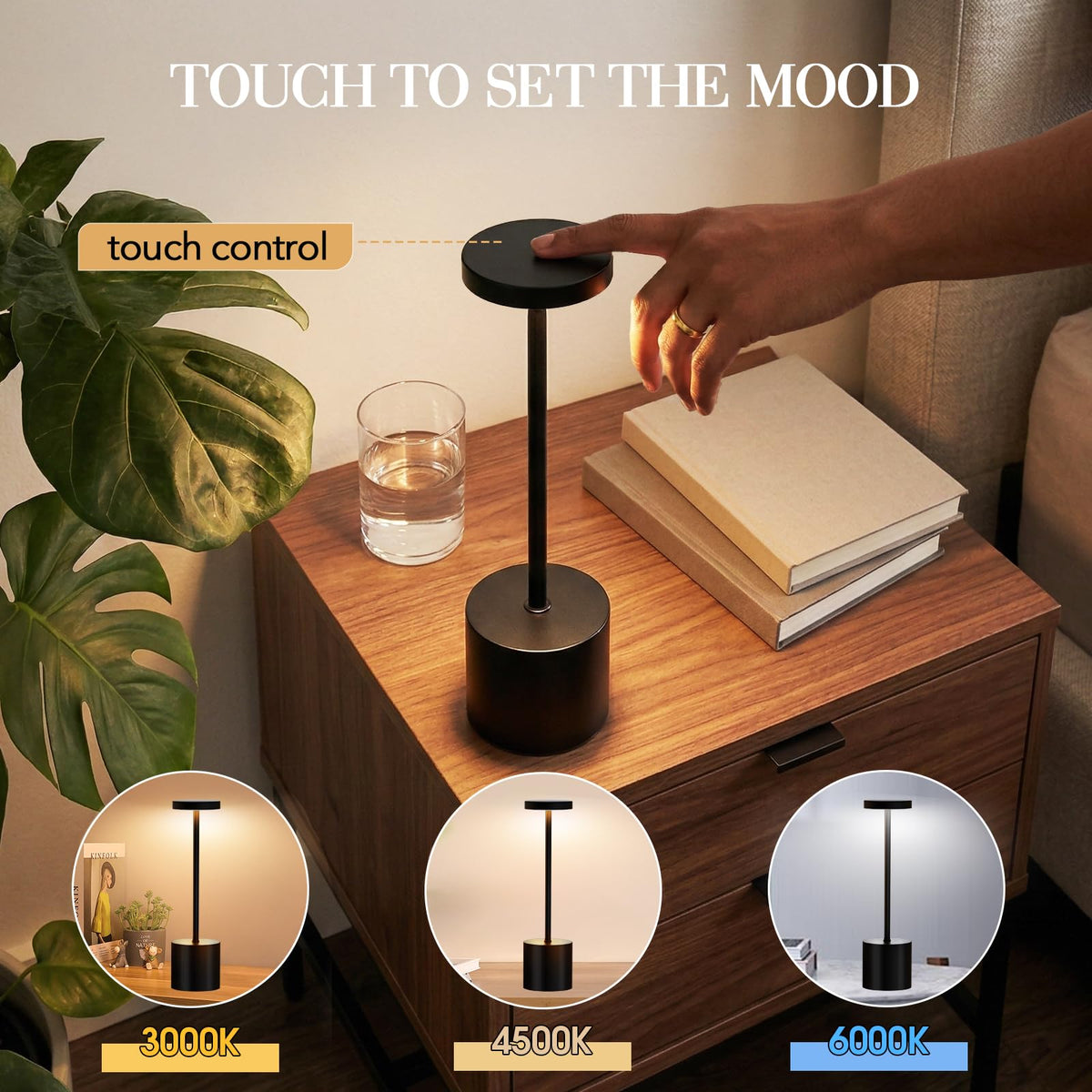 Cordless Table Lamp Set of 2 5000mAh Rechargeable Lamp with - AUDLES Official Imagery - 4