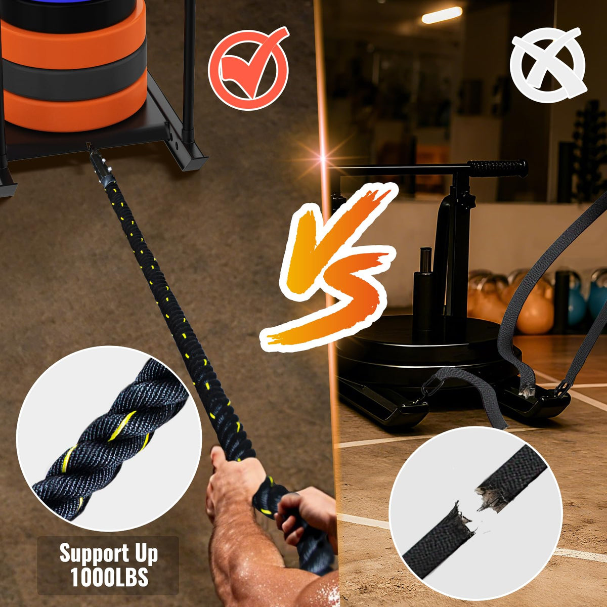 Weight Sled Pulling Rope 15FT 20FT 30FT 40FT 50FT Trainer - Brobantle Official Imagery - 3