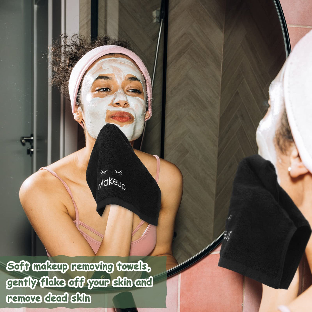 6 Pcs Black Makeup Towels Washcloths 13x13 in Face Classic - Shimeyao Official Imagery - 6