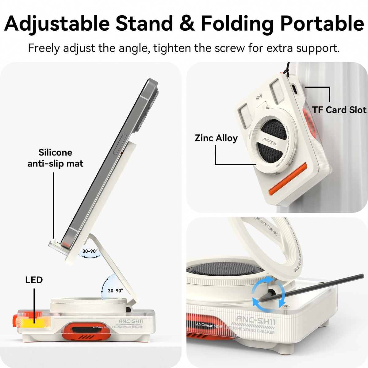 ANCwear Cell Phone Stand with Bluetooth Speaker Gifts for - ANCwear Official Imagery - 3