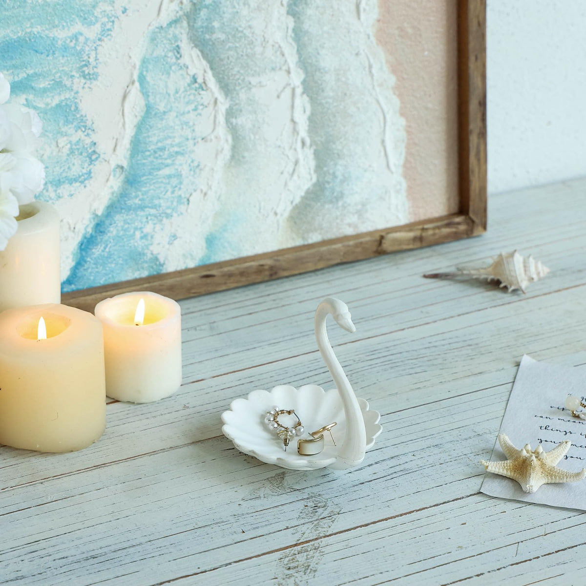 NIKKY HOME White Swan Ring Holder Jewelry Dish Elegant Small - NIKKY HOME Official Imagery - 5