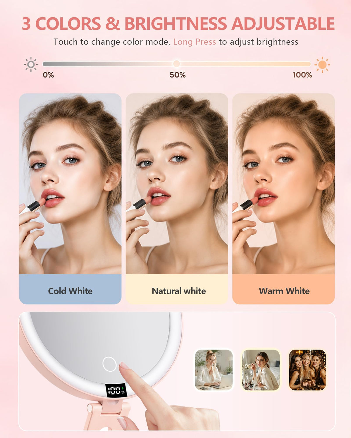 Foldable Travel Makeup Mirror with Lights 20X 1X Magnifying - ATUSGOY Official Imagery - 6