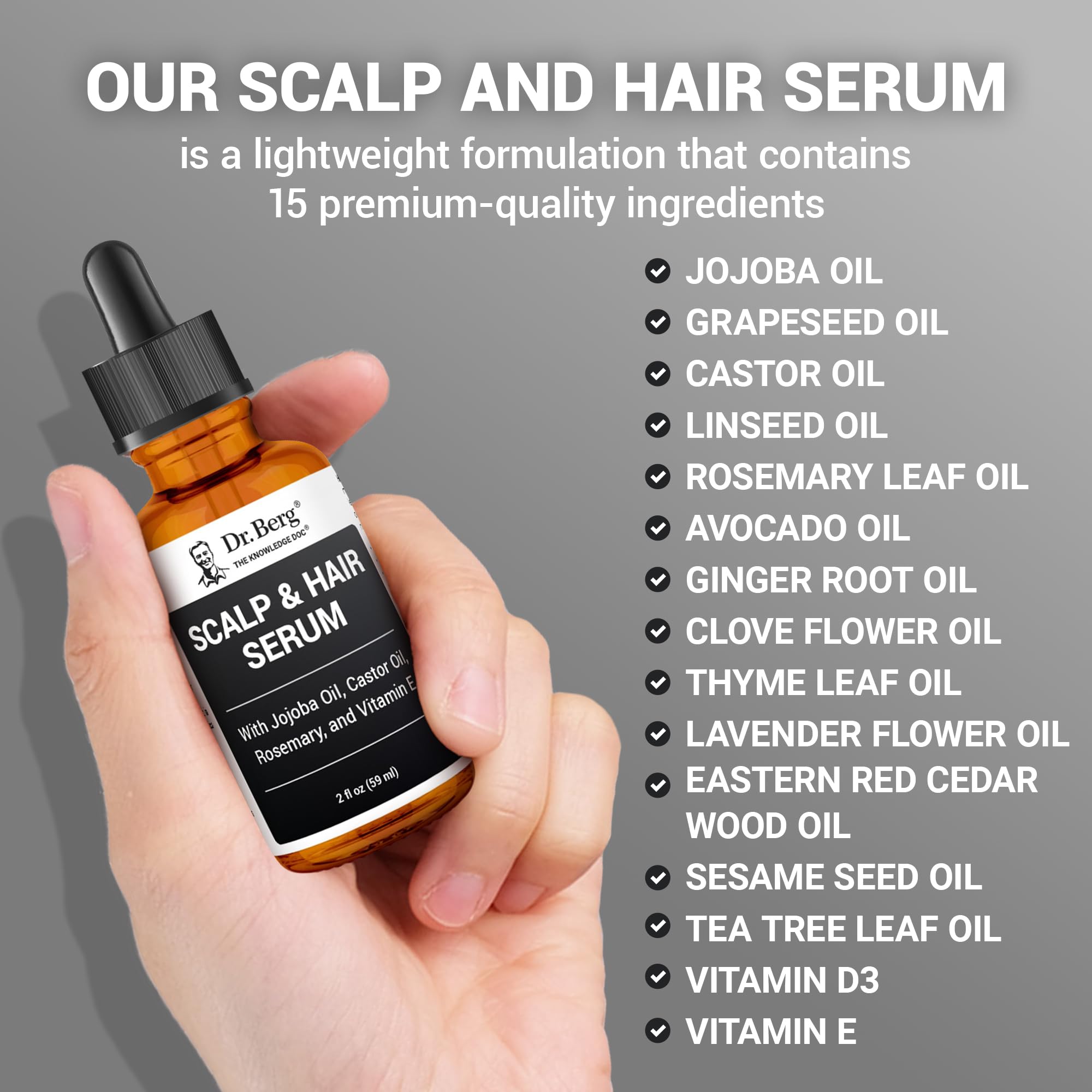 Dr. Berg Nutritionals Dr. Berg Scalp & Hair Serum with Vitamin D3 & E - - Dr. Berg Nutritionals Official Product View 7