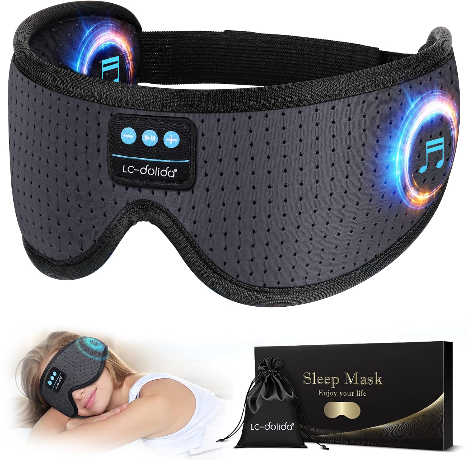 LC-dolida Sleep Headphones, White Noise Bluetooth Sleep Mask 3D Breathable Wirel - LC-dolida Official Product View 10