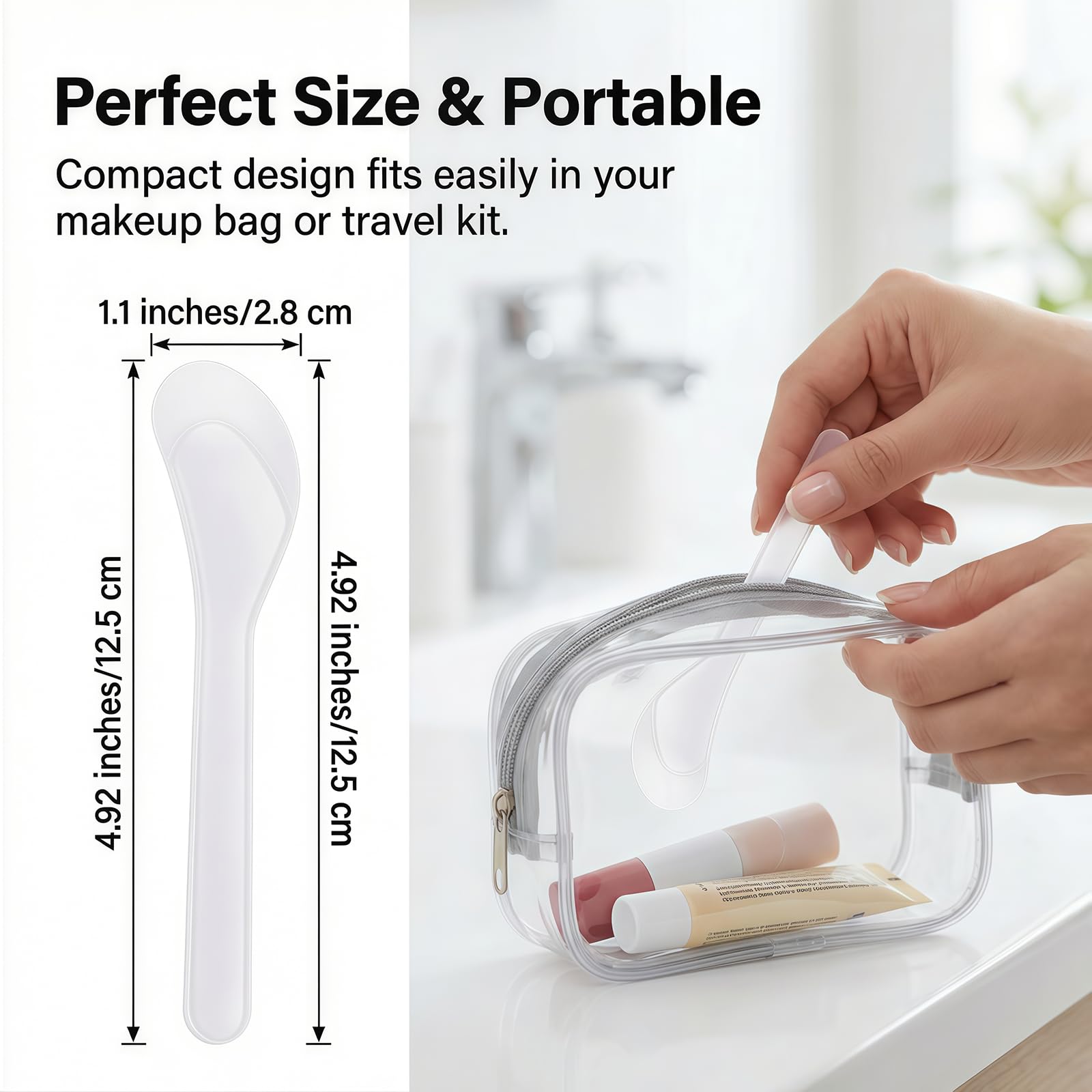 50Pcs Transparent Premium Plastic Cosmetic Spatula Makeup Scoop - Happyupcity