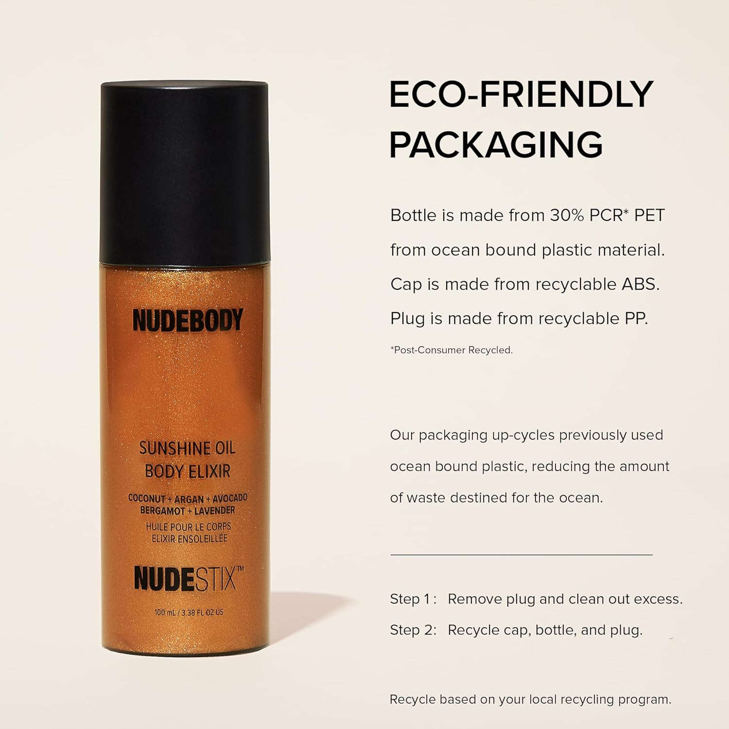 Elefair Nudestix Sunshine Oil Body Elixir with hydrating formula, gradual tan, and golden shimmer on a sleek bottle.