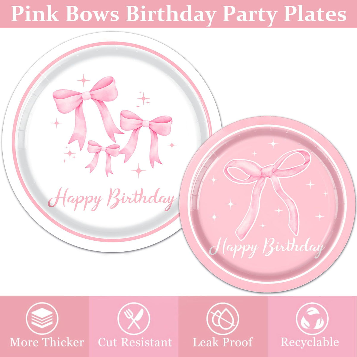 Pink Bow Birthday Party Supplies Serve 24 Coquette Birthday - Pymurod Official Imagery - 5
