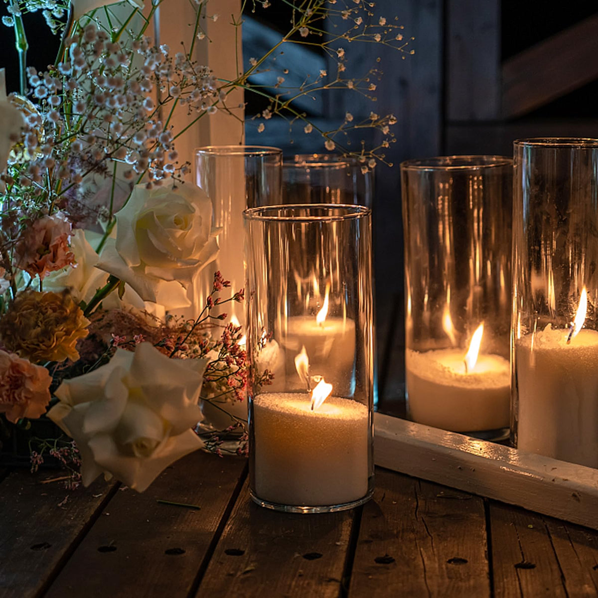 6Pcs Glass Cylinder Vases Clear Flower Vase Bulk for - SUPMIND Official Imagery - 5
