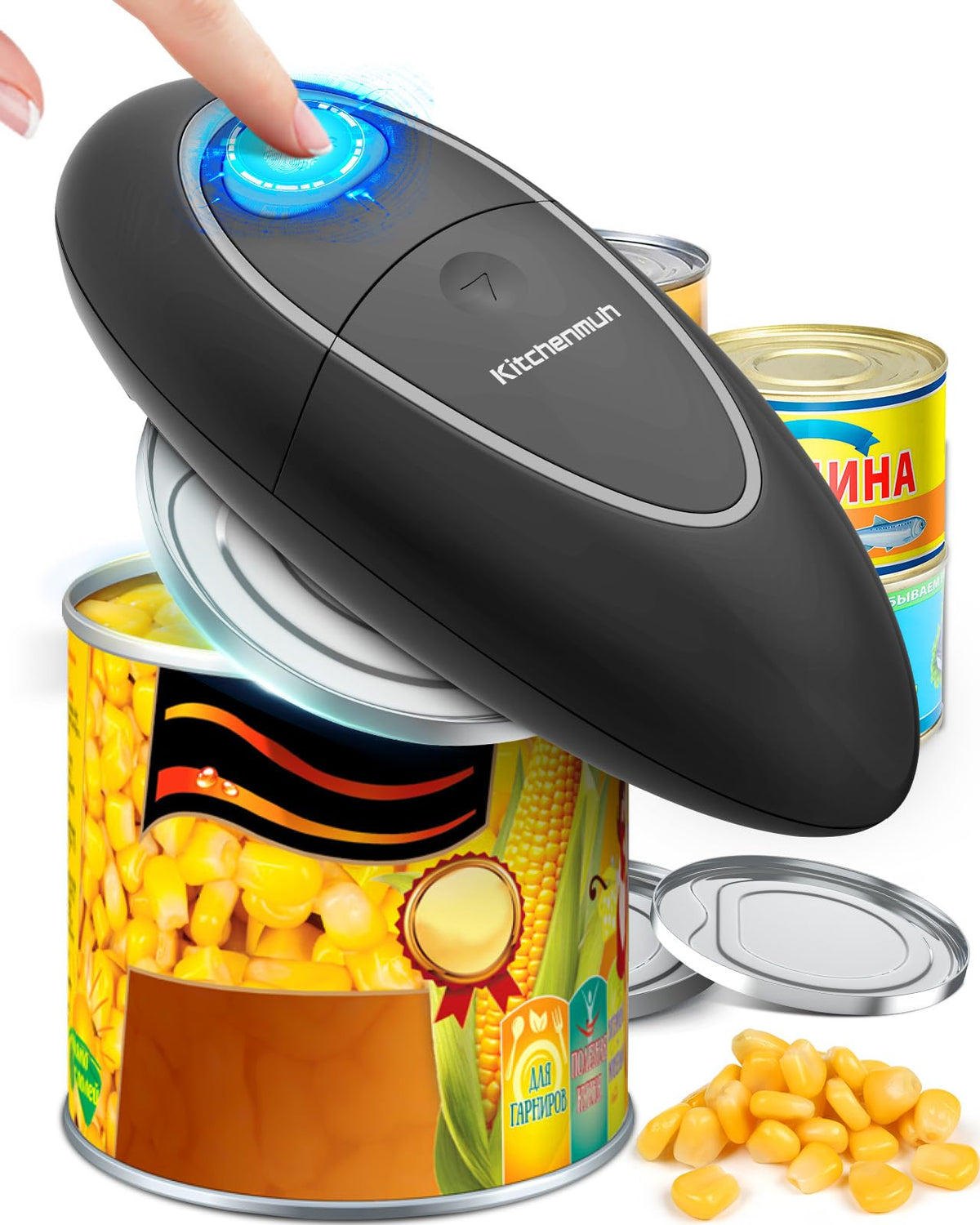 KITCHENMUH One Touch Electric Can Opener Fits All Can Sizes - KITCHENMUH Official Imagery - 1