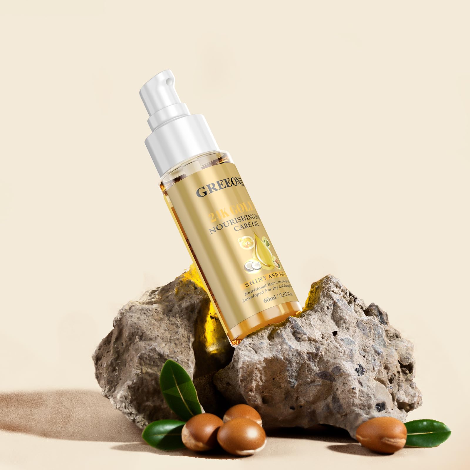 GREEONIL 24K Gold Argan, Coconut, and Olive Oil Serum for Frizz Control, Shine, - GREEONIL Official Product View 9