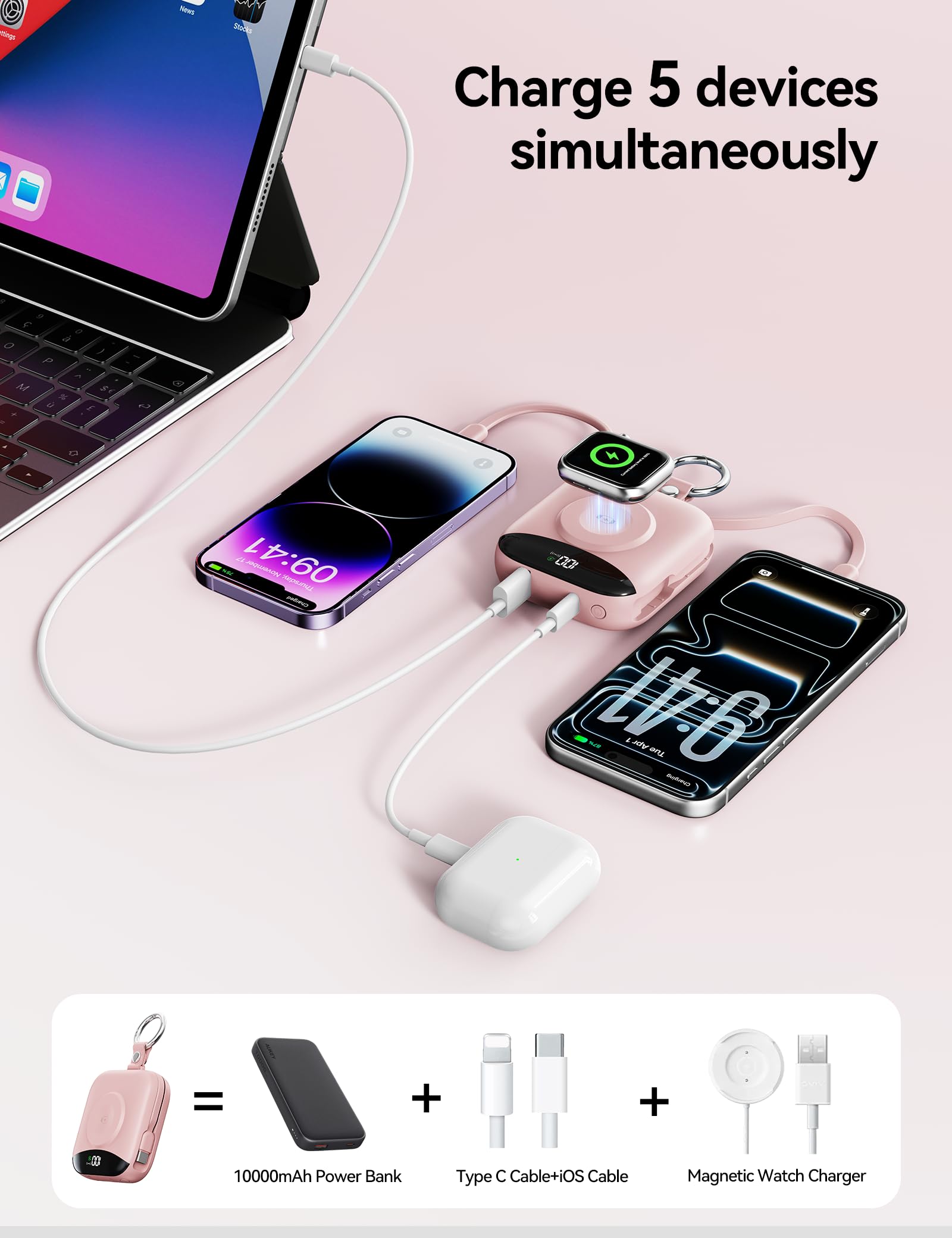 Portable Charger 10000mAh 22 5W Power Bank Built in 2 Cables - BLJIB Official Imagery - 6