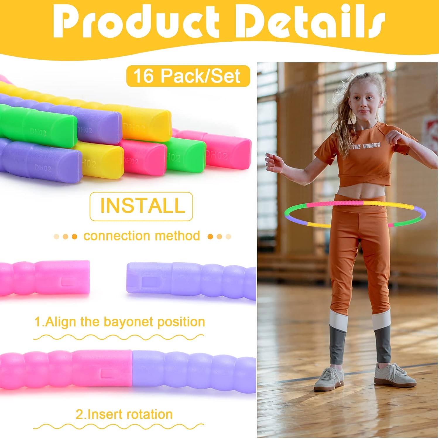 Vinsot Toy Hoop with detachable plastic hoops for exercise and active play, suitable for kids' fitness and fun activities.