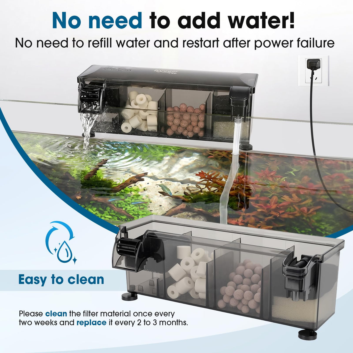 hygger Independent Pump HOB Aquarium Filter 7 15 Gallon Fish - hygger Official Imagery - 4