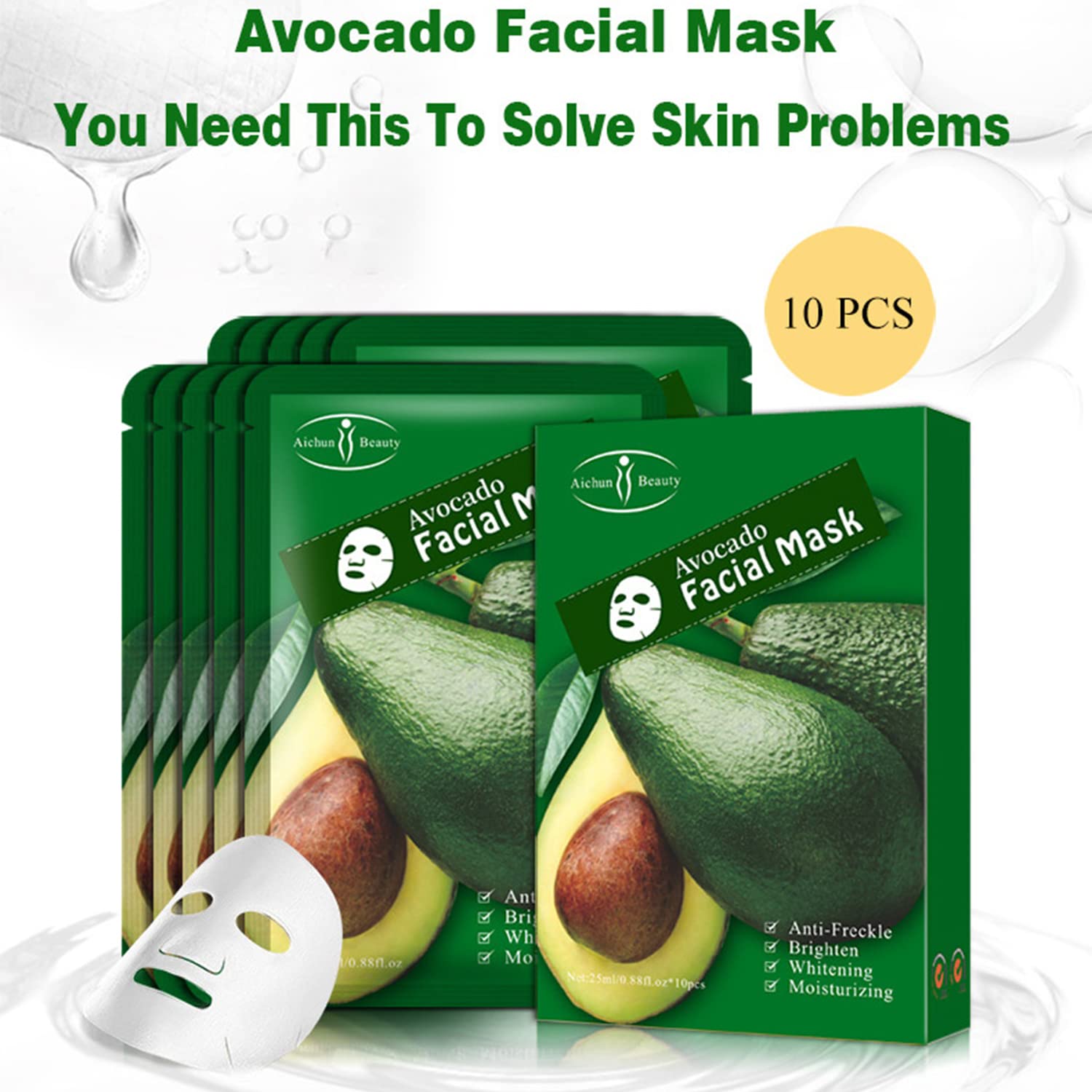 AICHUN BEAUTY Facial Mask Essence Anti-Acne Refresh 10pcs - AICHUN BEAUTY