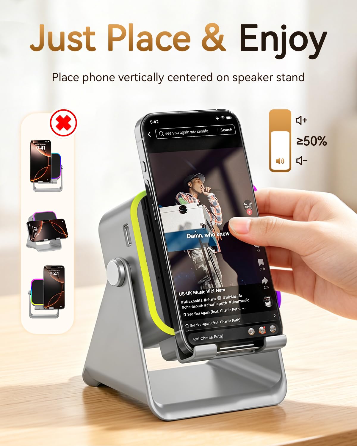 Gifts for Men Tech Gadgets Wireless Induction Speaker with - MILOUZ Official Imagery - 7