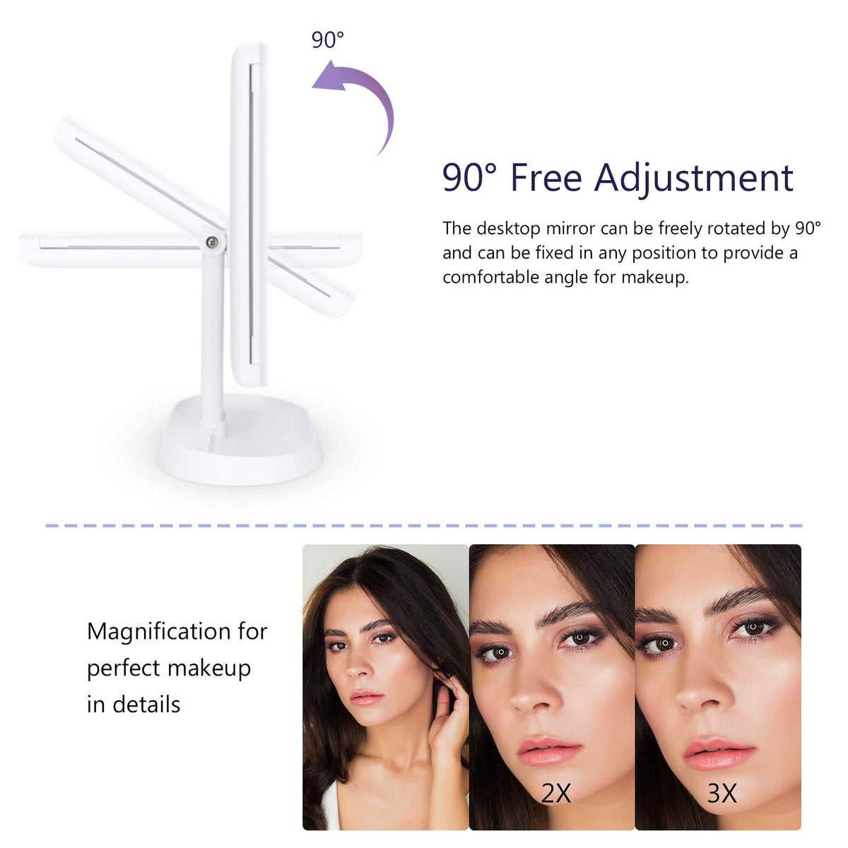 Trifold Lighted Vanity Makeup Mirror with 21 LEDs Lights 1x - deweisn Official Imagery - 5