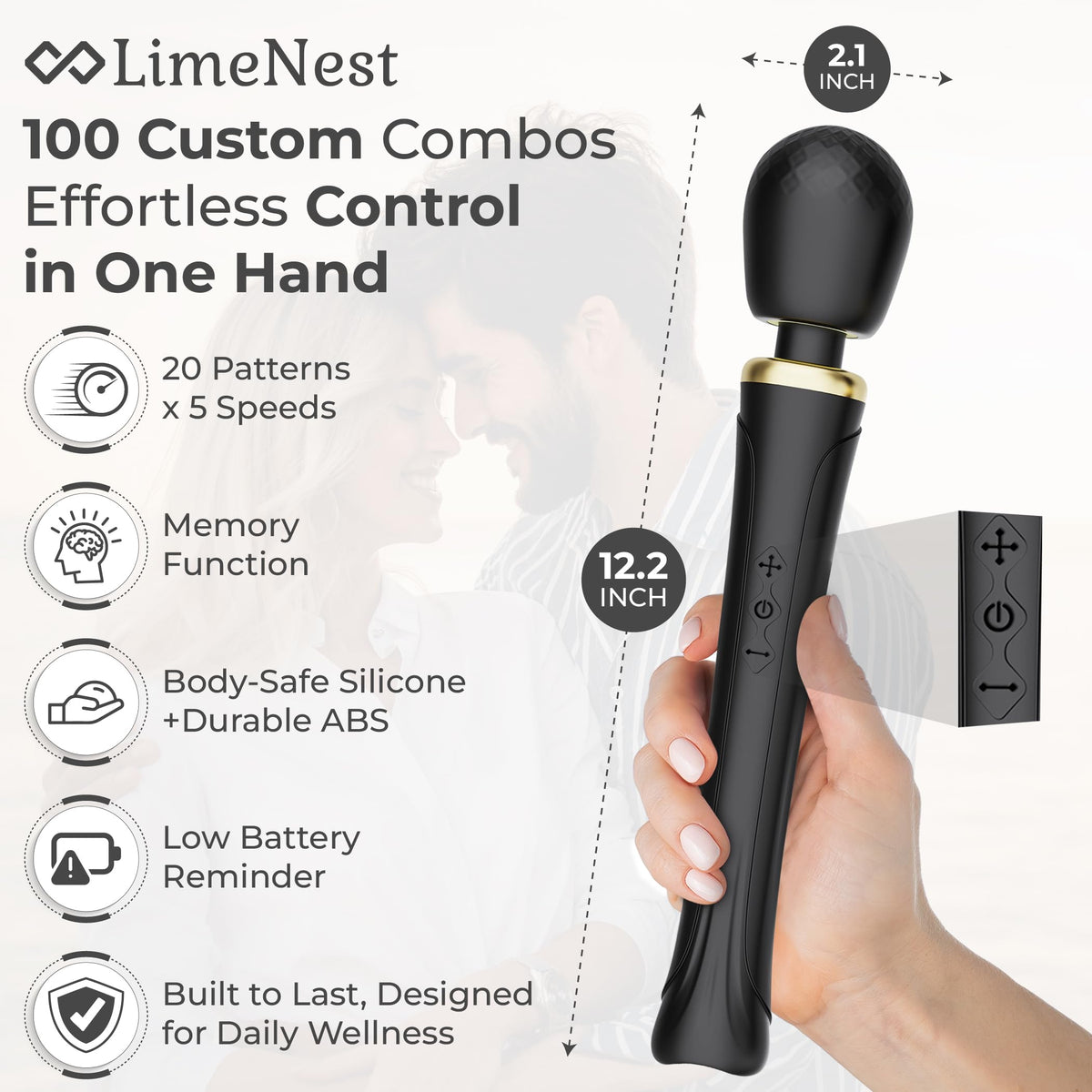Handheld Cordless Personal Wand Massager - LIMENEST Official Imagery - 3